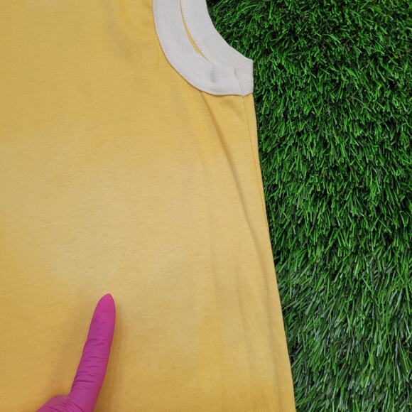 Vintage 80s MOD Collared Shirt Womens XS/S 16x22 Yellow USA - Picture 4 of 11